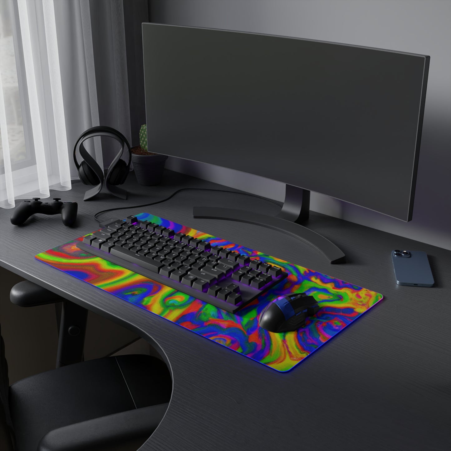 Johnny Jetpack - Psychedelic Trippy LED Light Up Gaming Mouse Pad