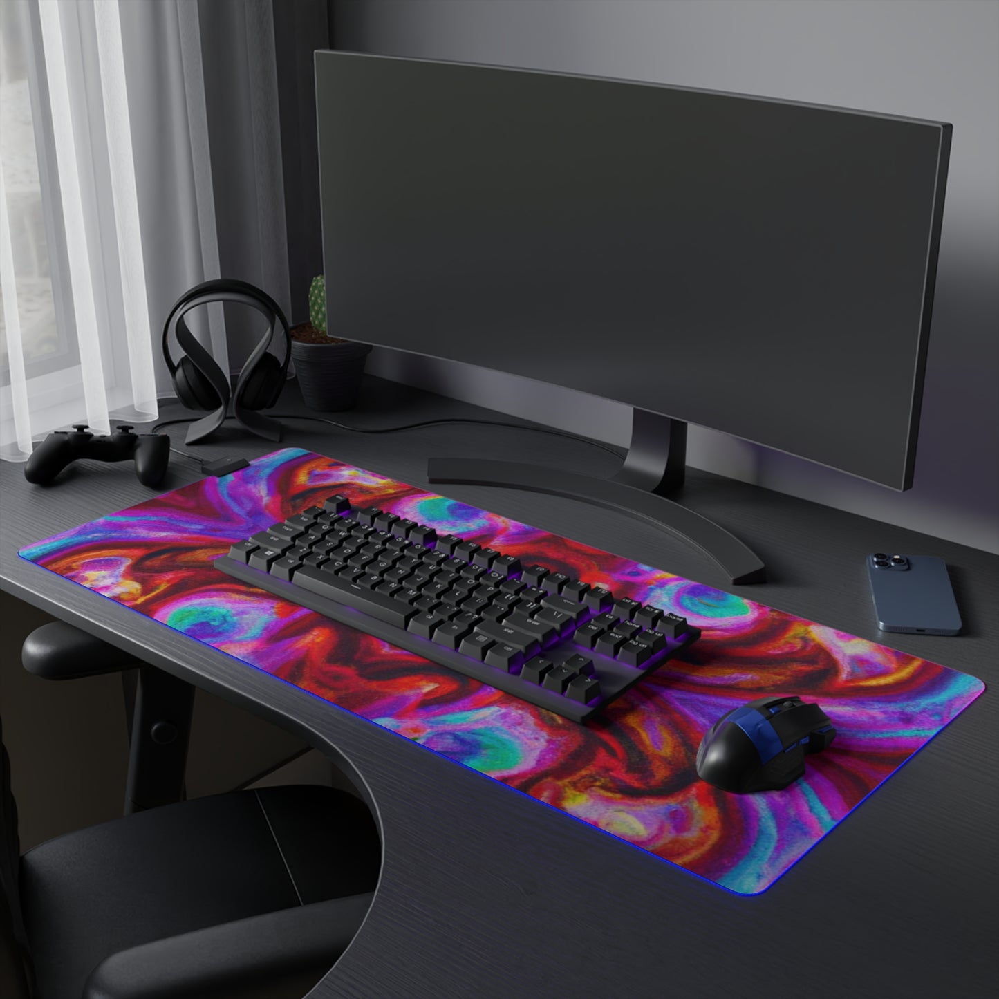 Turbo Texan - Psychedelic Trippy LED Light Up Gaming Mouse Pad