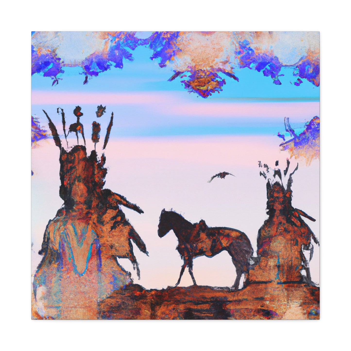 Chief Laughing Bear - Native American Indian Canvas Wall Art