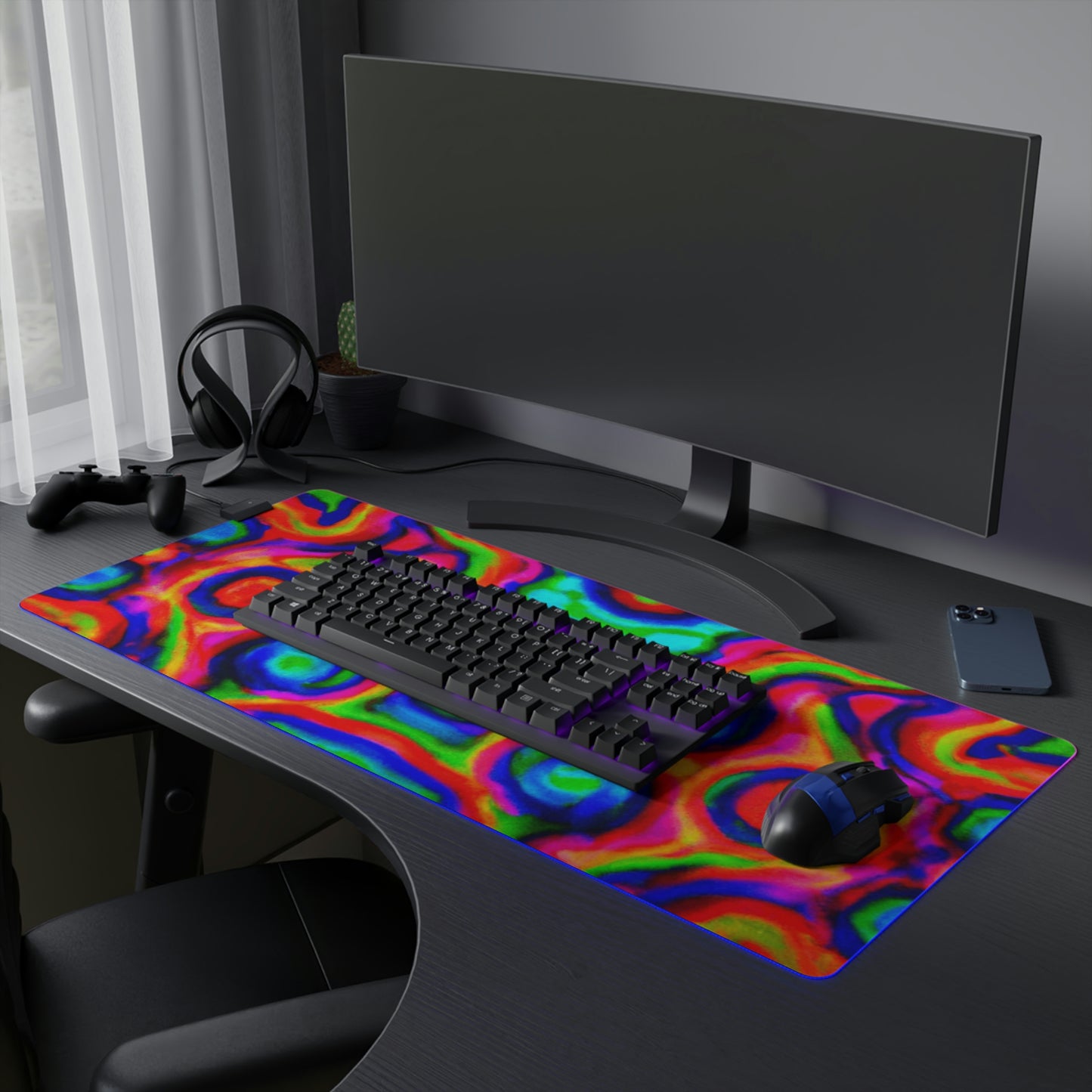 Fritz Saturn - Psychedelic Trippy LED Light Up Gaming Mouse Pad
