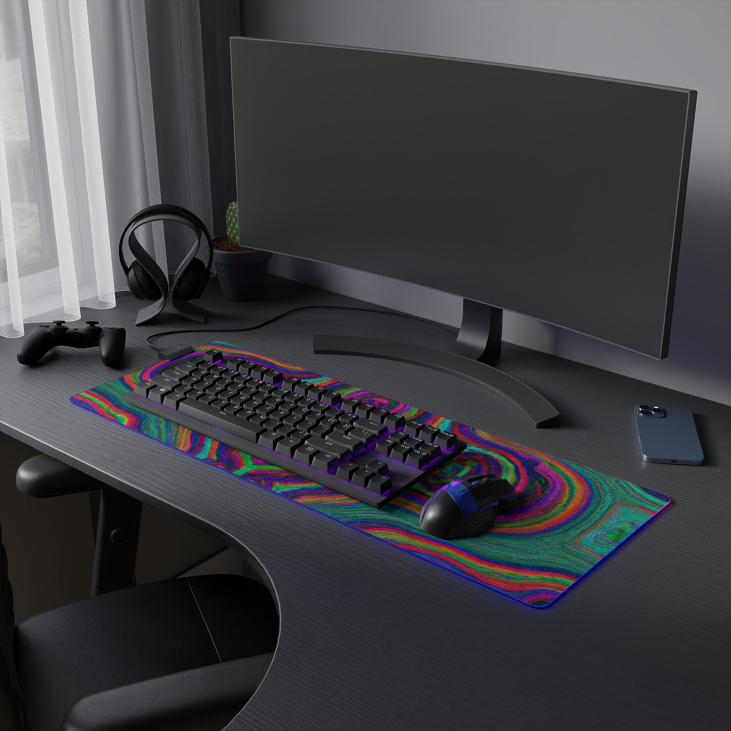 Alice the Atomic Ace - Psychedelic Trippy LED Light Up Gaming Mouse Pad