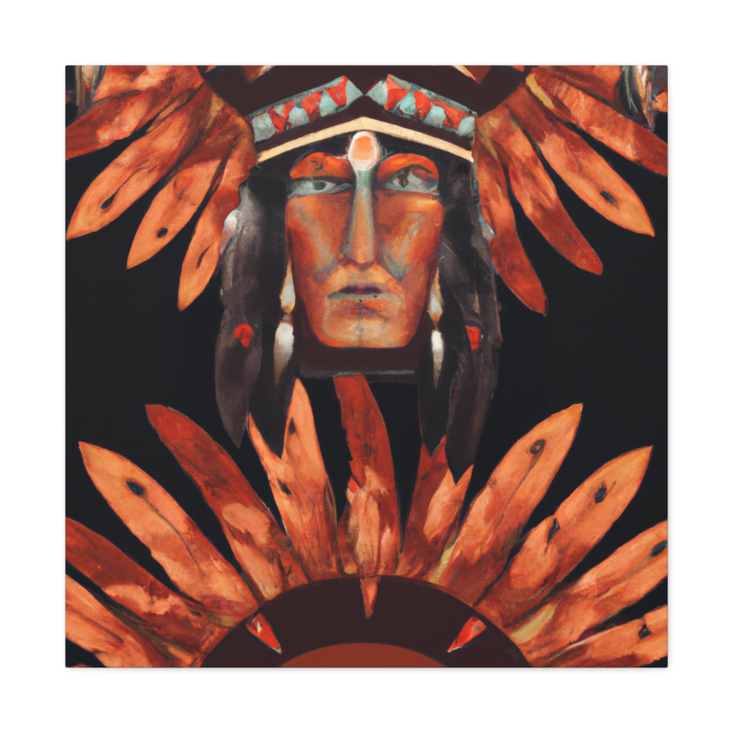 Chief Whiteclaw of the Thundering Mountains - Native American Indian Canvas Wall Art