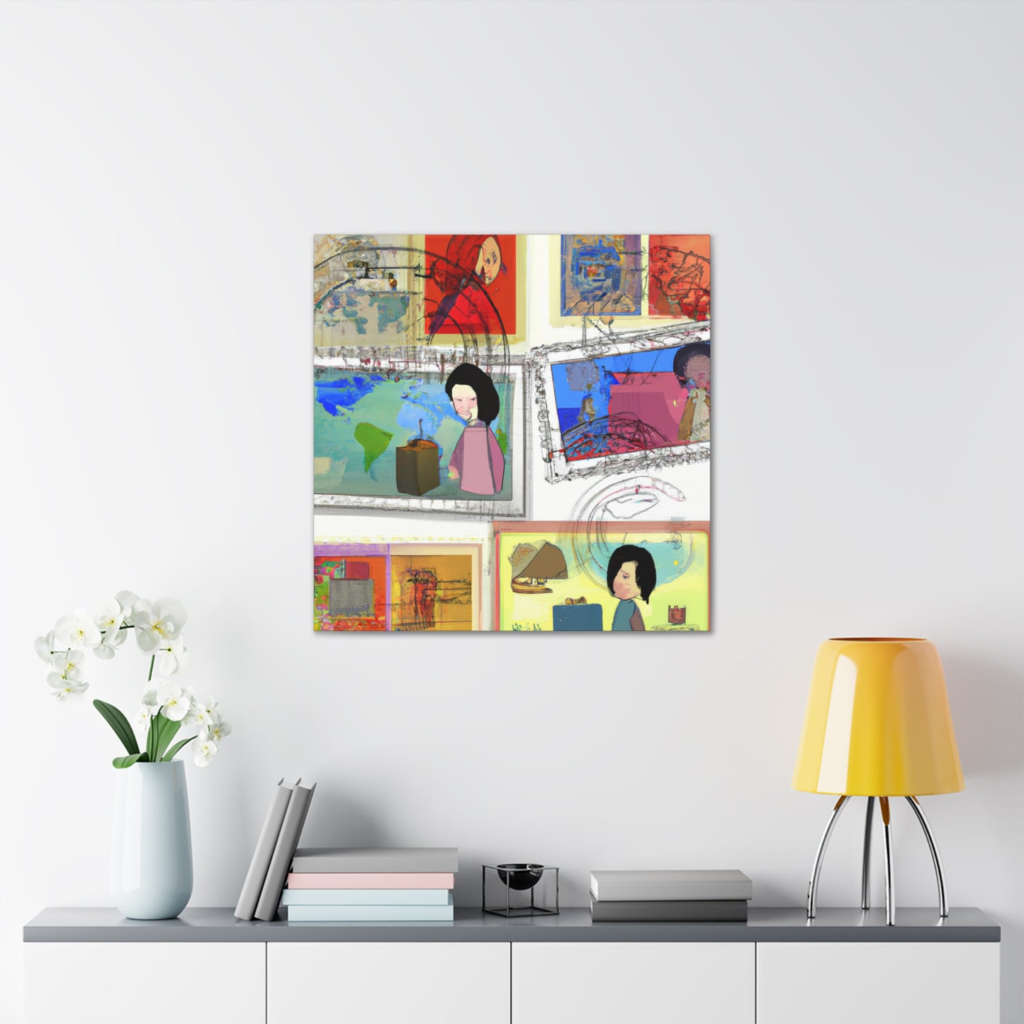 Celebrating Global Cultures: A Journey Through Stamps - Postage Stamp Collector Canvas Wall Art