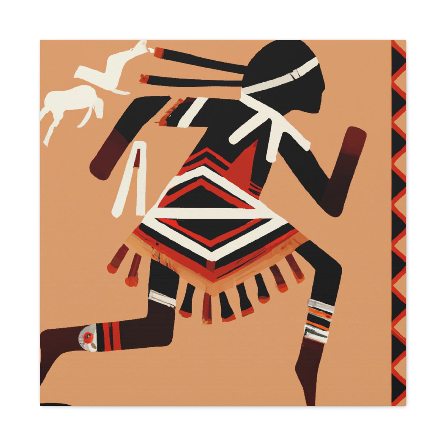 Minko Red Feather - Native American Indian Canvas Wall Art