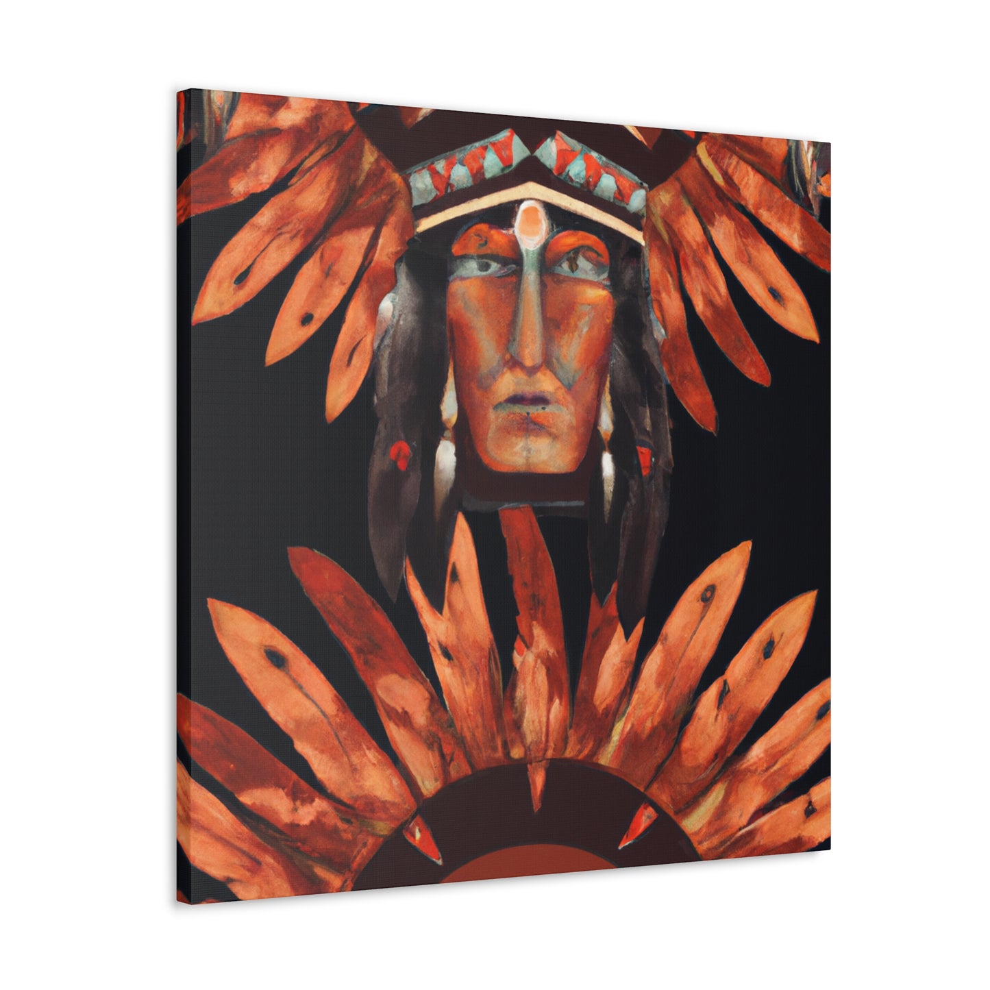 Chief Whiteclaw of the Thundering Mountains - Native American Indian Canvas Wall Art