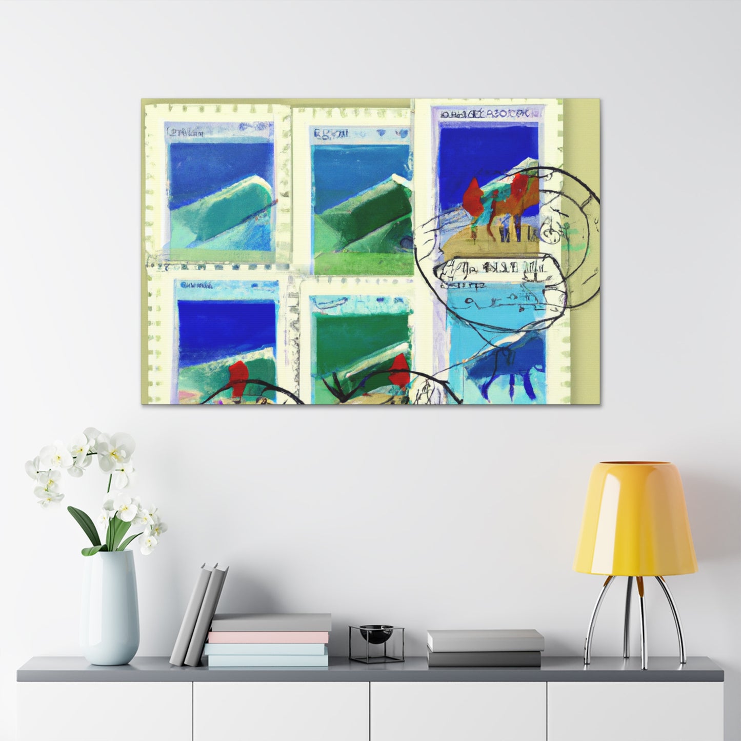 "Global Wonders" Stamps - Postage Stamp Collector Canvas Wall Art