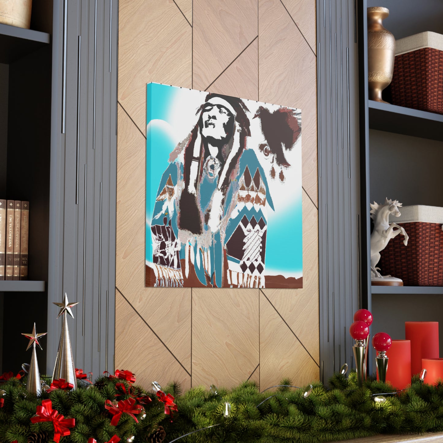 Running Bear - Native American Indian Canvas Wall Art