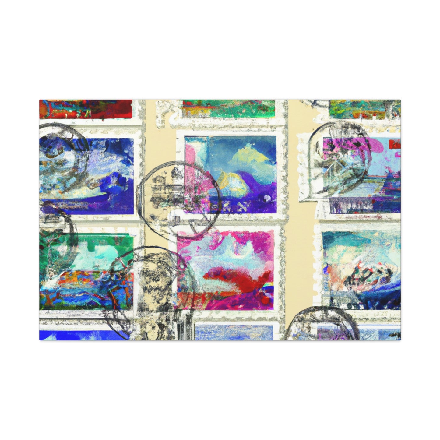 Globe Trotting Stamps - Postage Stamp Collector Canvas Wall Art