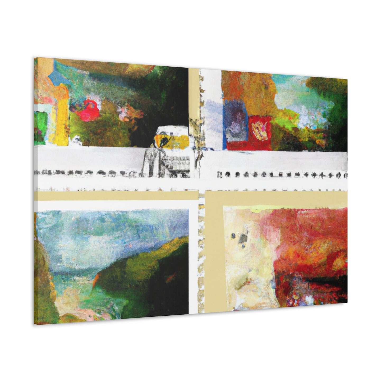 World Wonders Collection - Postage Stamp Collector Canvas Wall Art