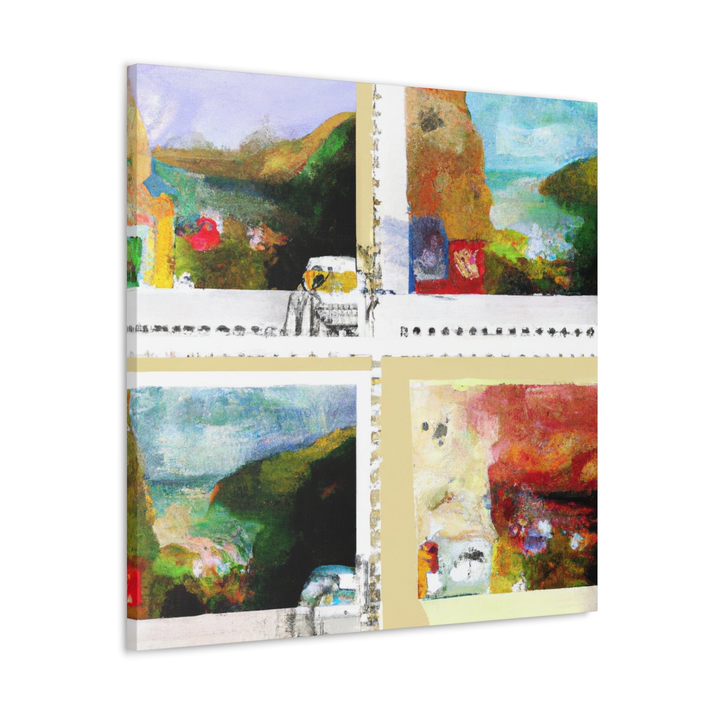 World Wonders Collection - Postage Stamp Collector Canvas Wall Art