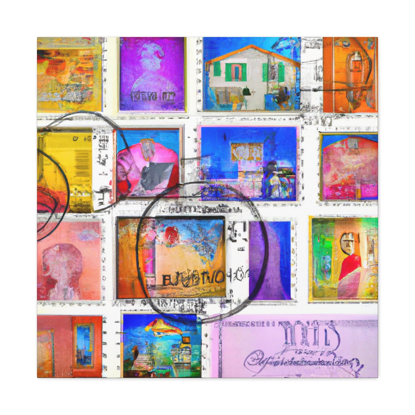 Global Express Stamps - Postage Stamp Collector Canvas Wall Art