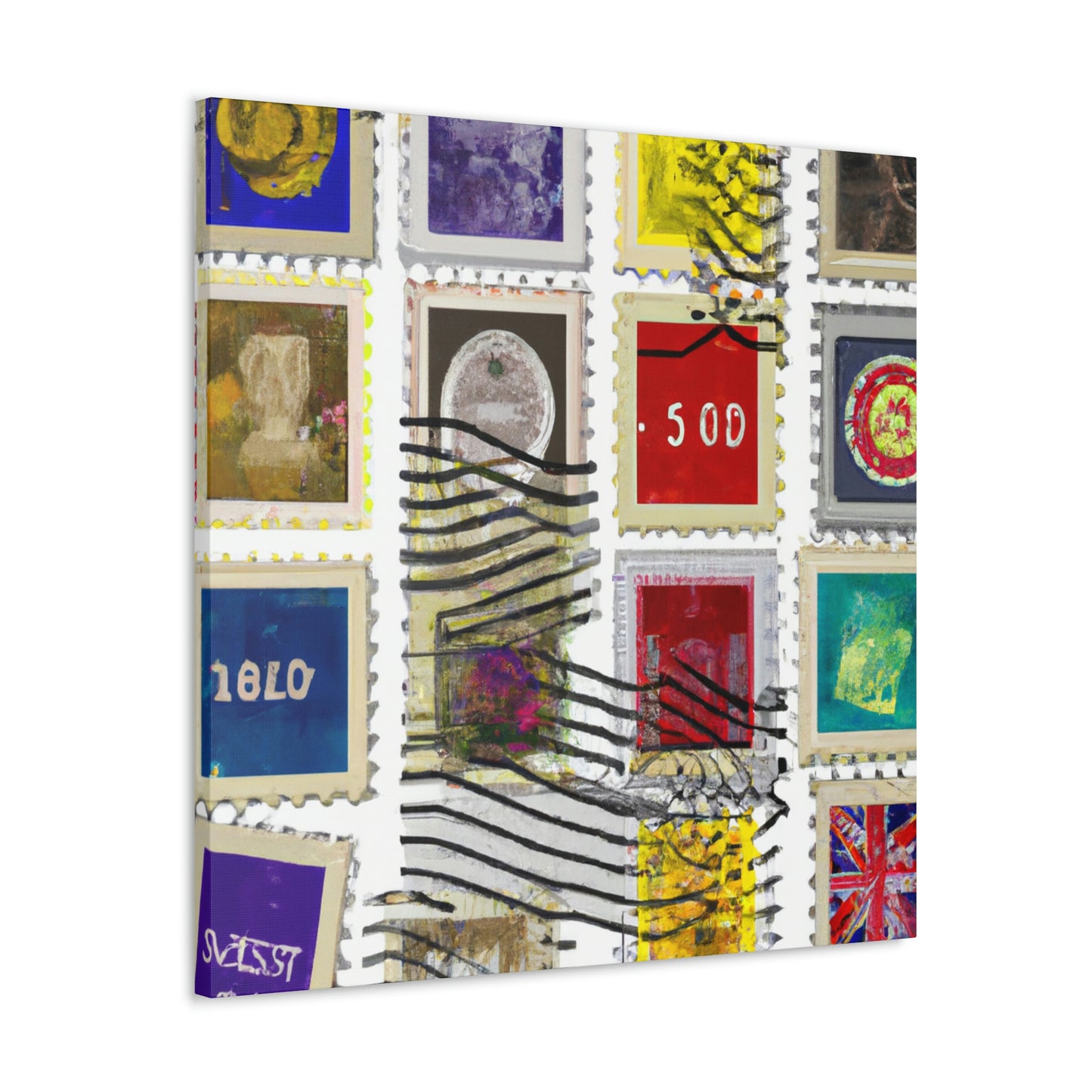 World Wonders Collection - Postage Stamp Collector Canvas Wall Art