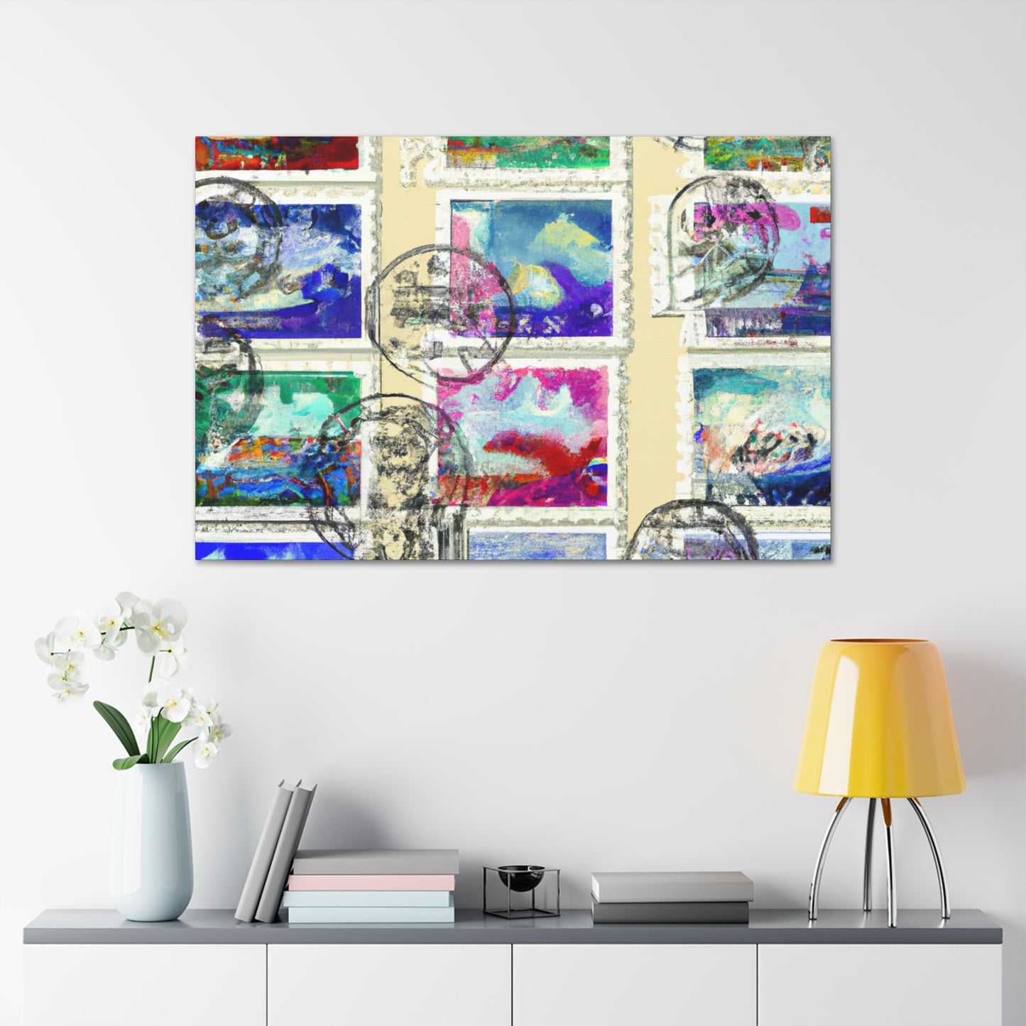 Globe Trotting Stamps - Postage Stamp Collector Canvas Wall Art