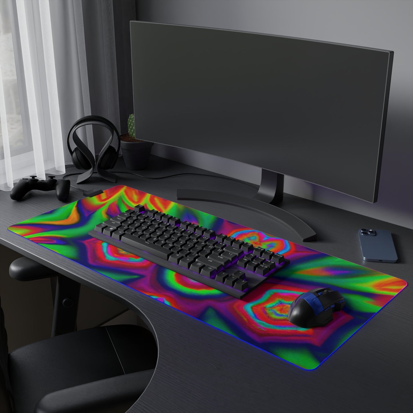 Betty the Boppin' Biker - Psychedelic Trippy LED Light Up Gaming Mouse Pad