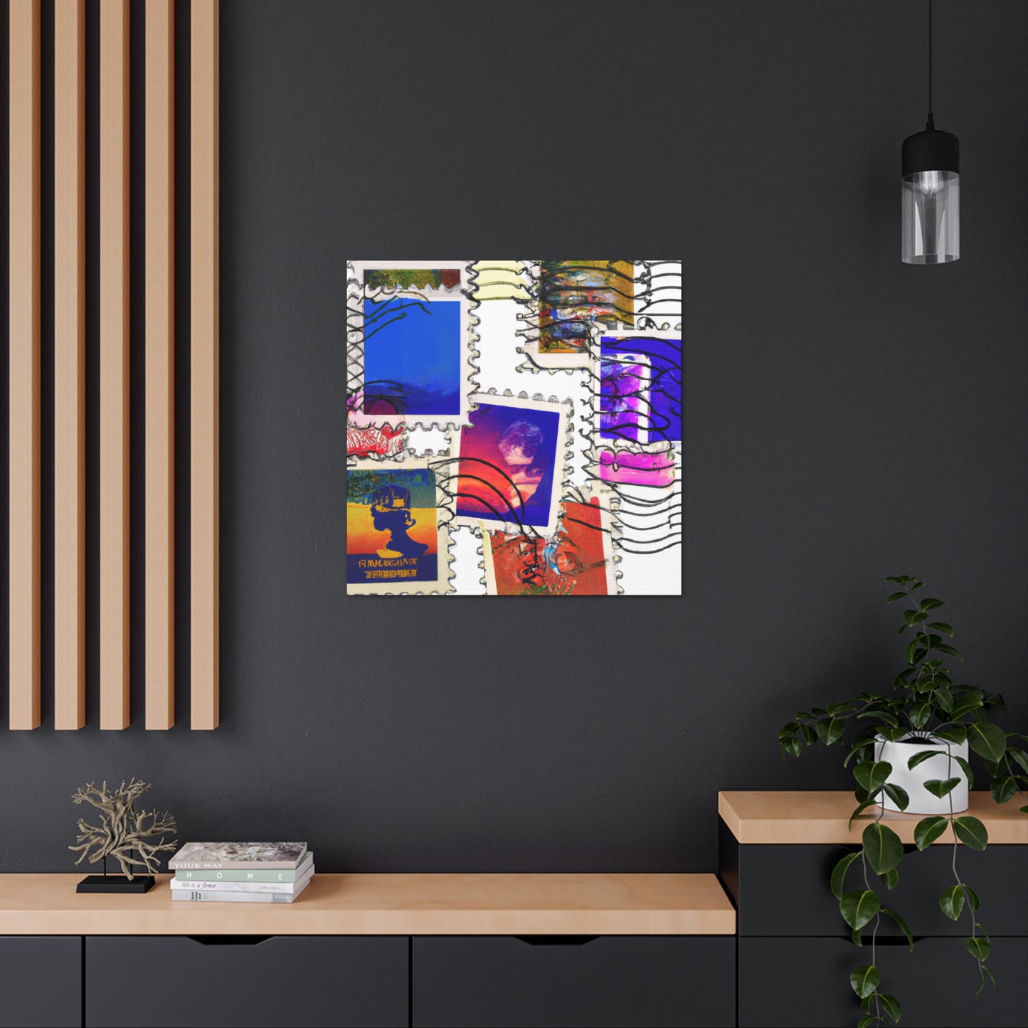 Global Landmarks Stamp Collection - Postage Stamp Collector Canvas Wall Art