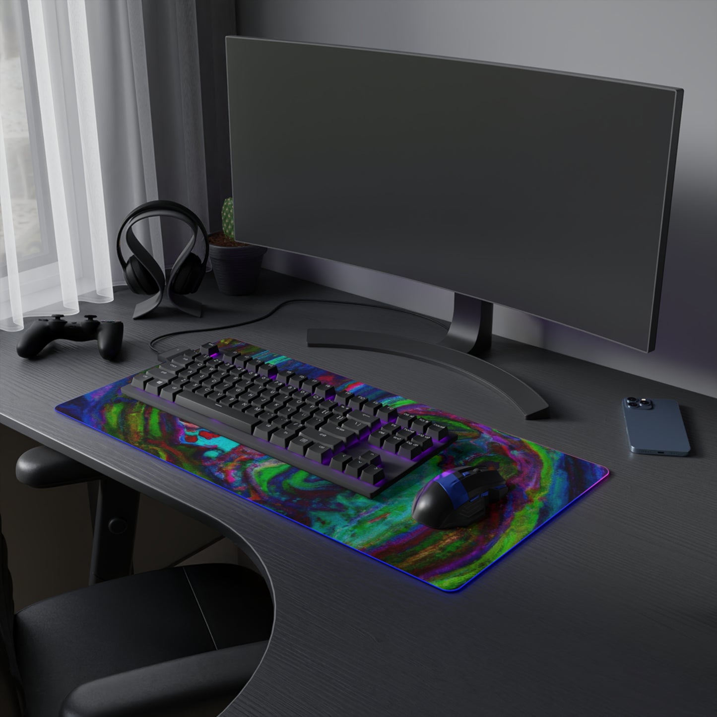 "Dale Dynamo" - Psychedelic Trippy LED Light Up Gaming Mouse Pad