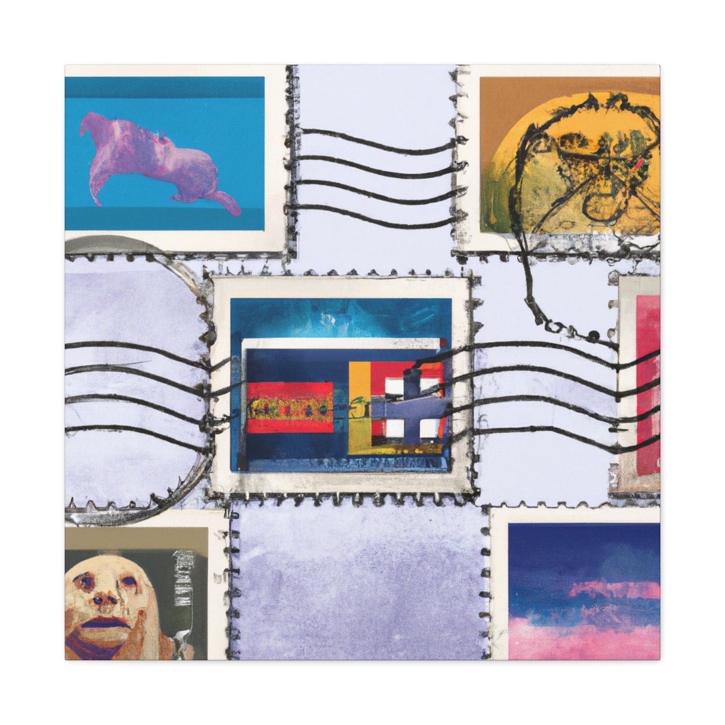 "A World of Postage" - Postage Stamp Collector Canvas Wall Art