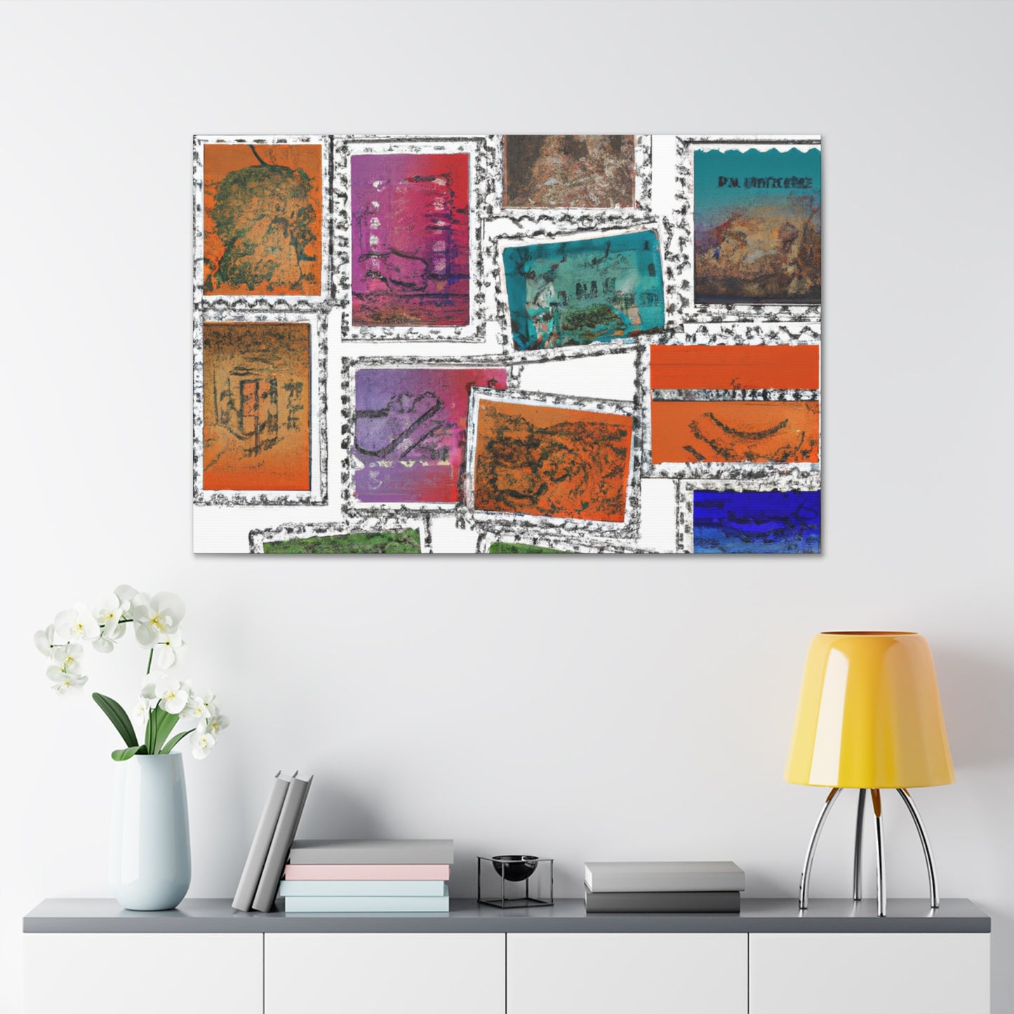 International Traveling Art Stamps - Postage Stamp Collector Canvas Wall Art