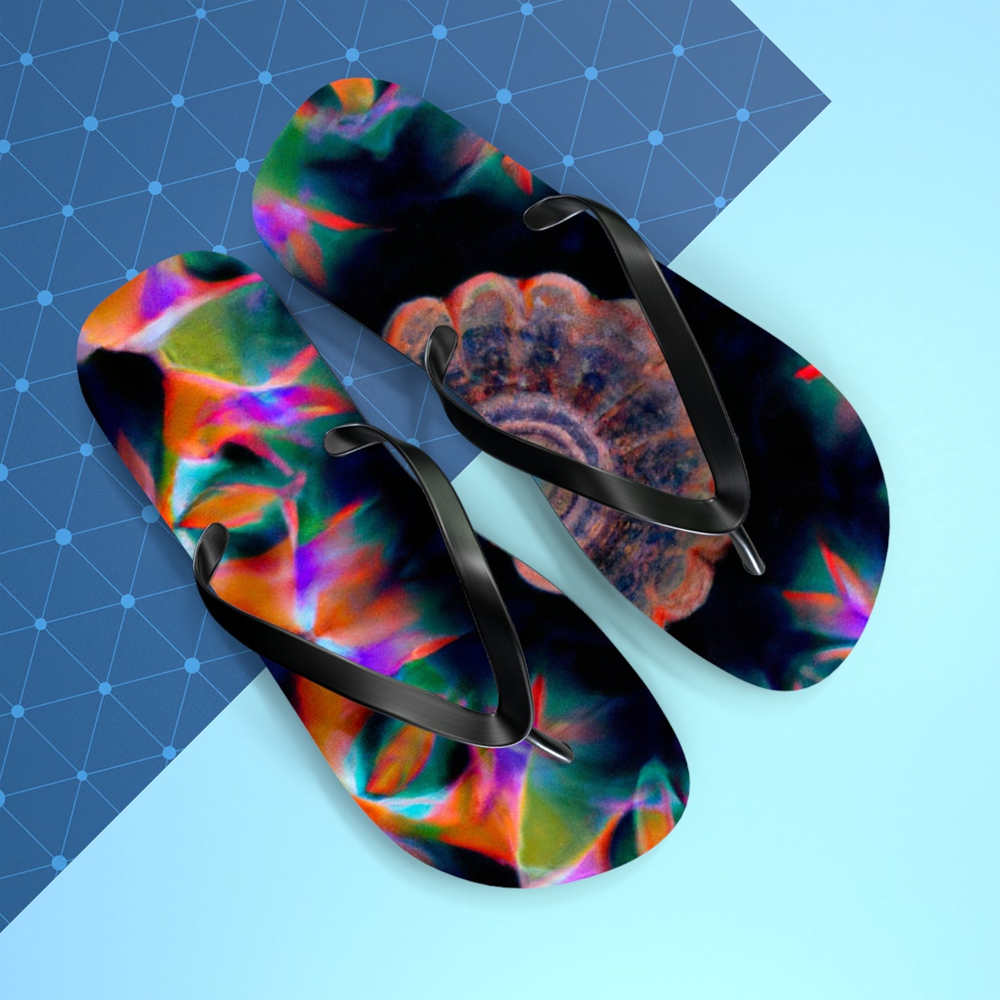 Edwina Applegate Bootmakers - Psychedelic Trippy Flip Flop Beach Sandals