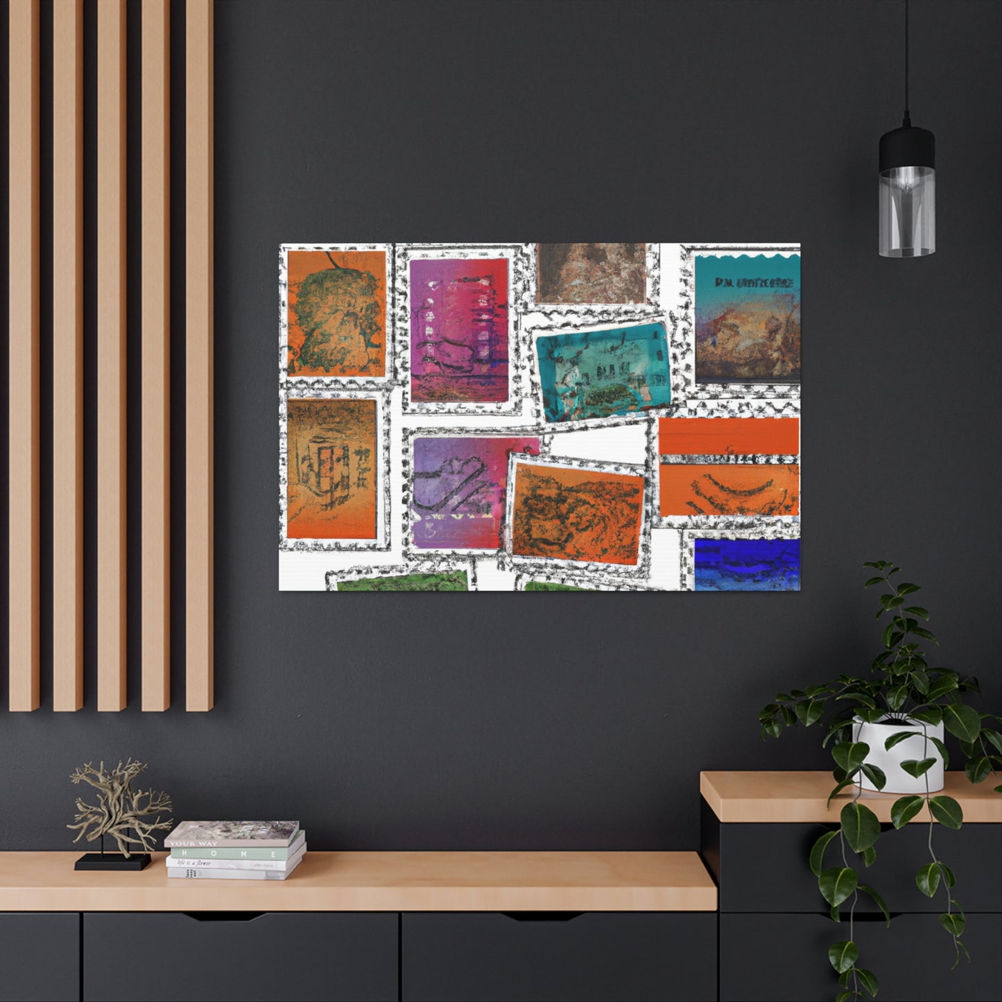 International Traveling Art Stamps - Postage Stamp Collector Canvas Wall Art