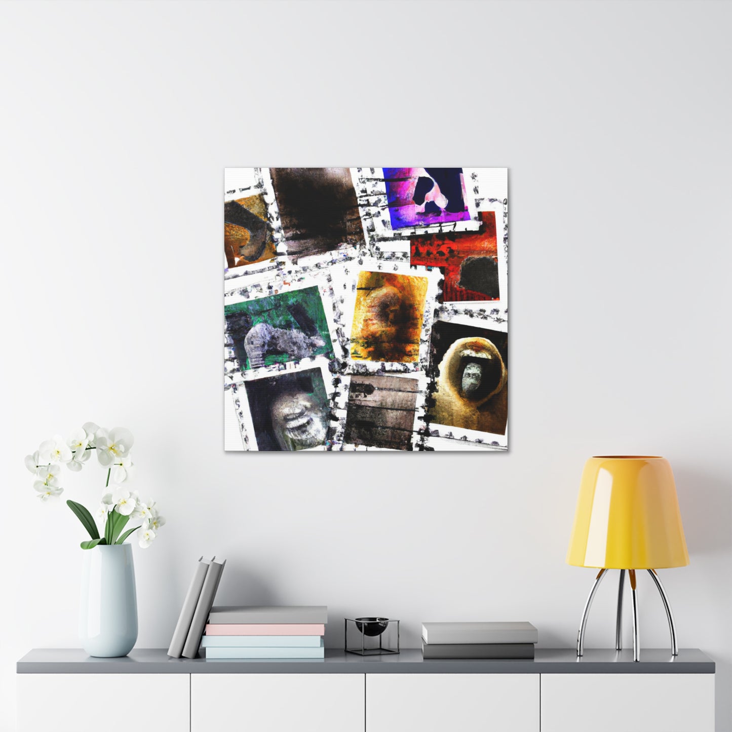 'Cultural Landmarks Around the Globe' Stamps - Postage Stamp Collector Canvas Wall Art