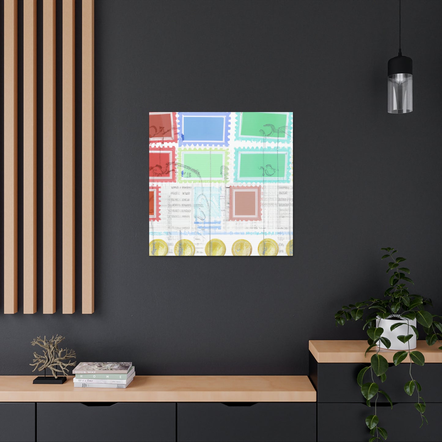 Global Journey Stamps - Postage Stamp Collector Canvas Wall Art