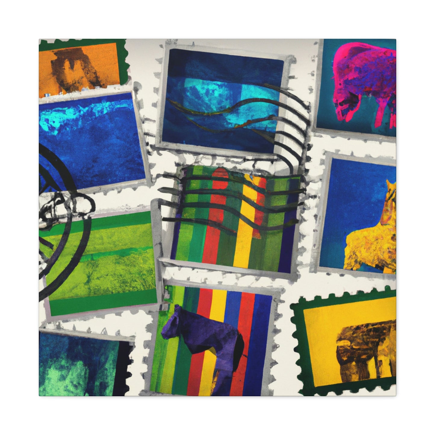 Global Journeys Stamps - Postage Stamp Collector Canvas Wall Art