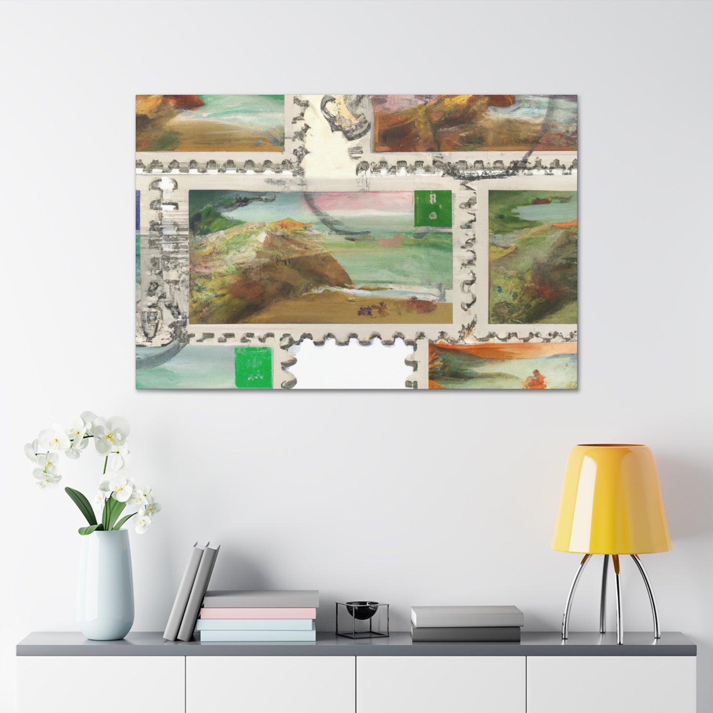 'International Postage' or 'Global Stamp Collection'. - Postage Stamp Collector Canvas Wall Art