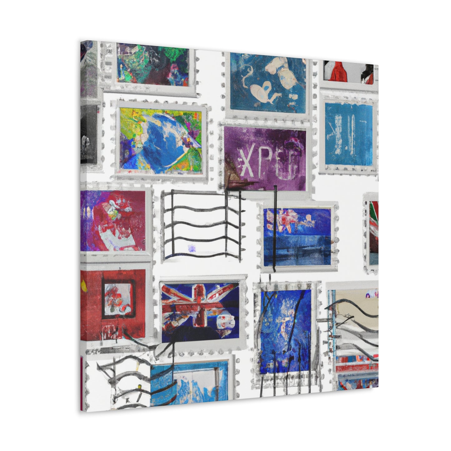 "Global Impressions: A Collection of Ancient Stamps" - Postage Stamp Collector Canvas Wall Art