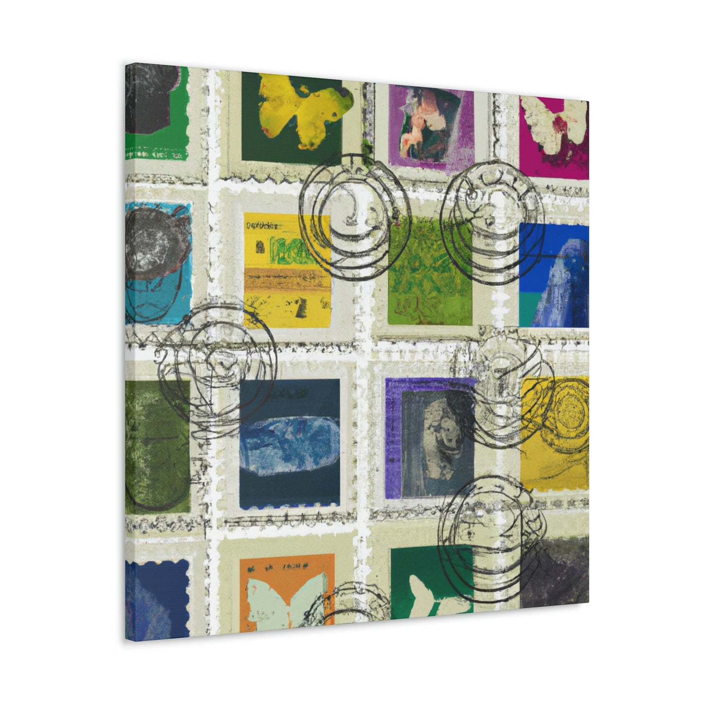 "Worldwide Wonders: An International Postage Stamp Collection" - Postage Stamp Collector Canvas Wall Art