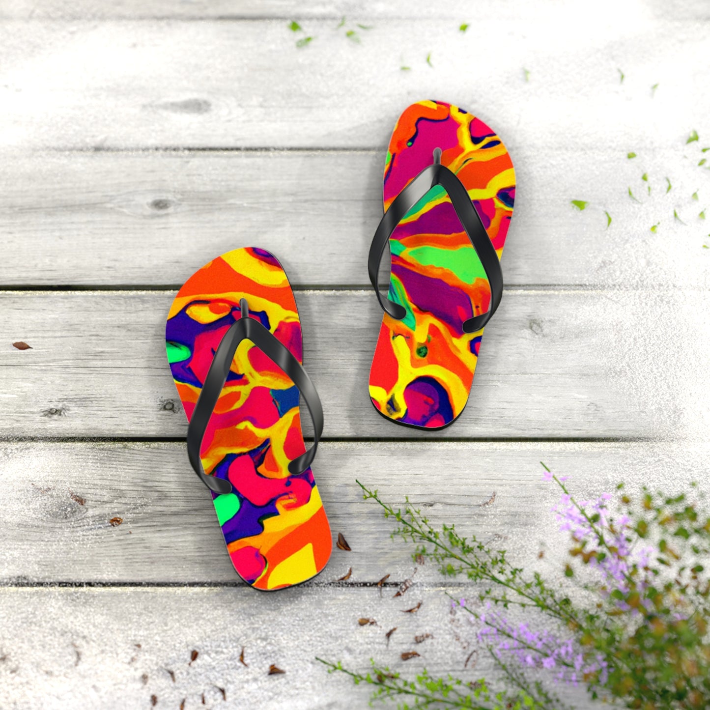 Caleb Shoefoot - Psychedelic Trippy Flip Flop Beach Sandals