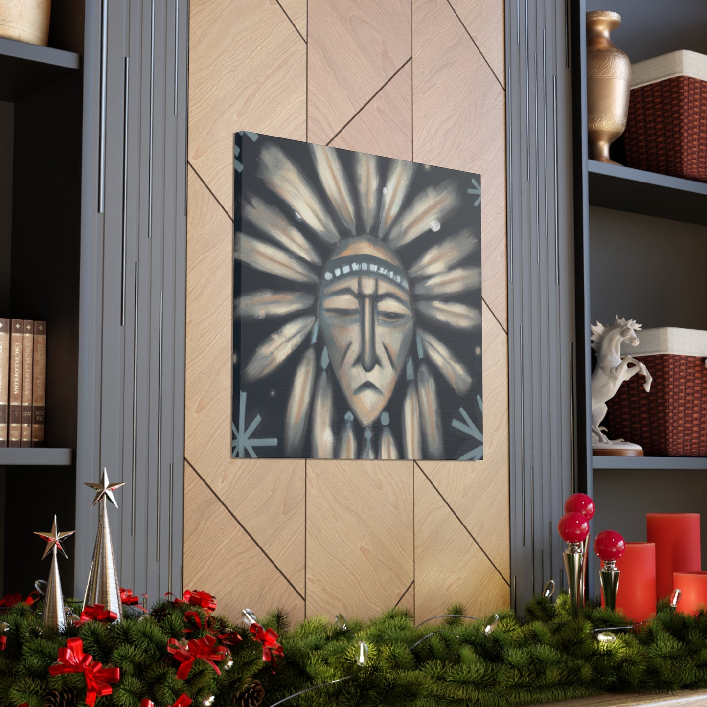 Chief Peacekeeper Running Wolf - Native American Indian Canvas Wall Art