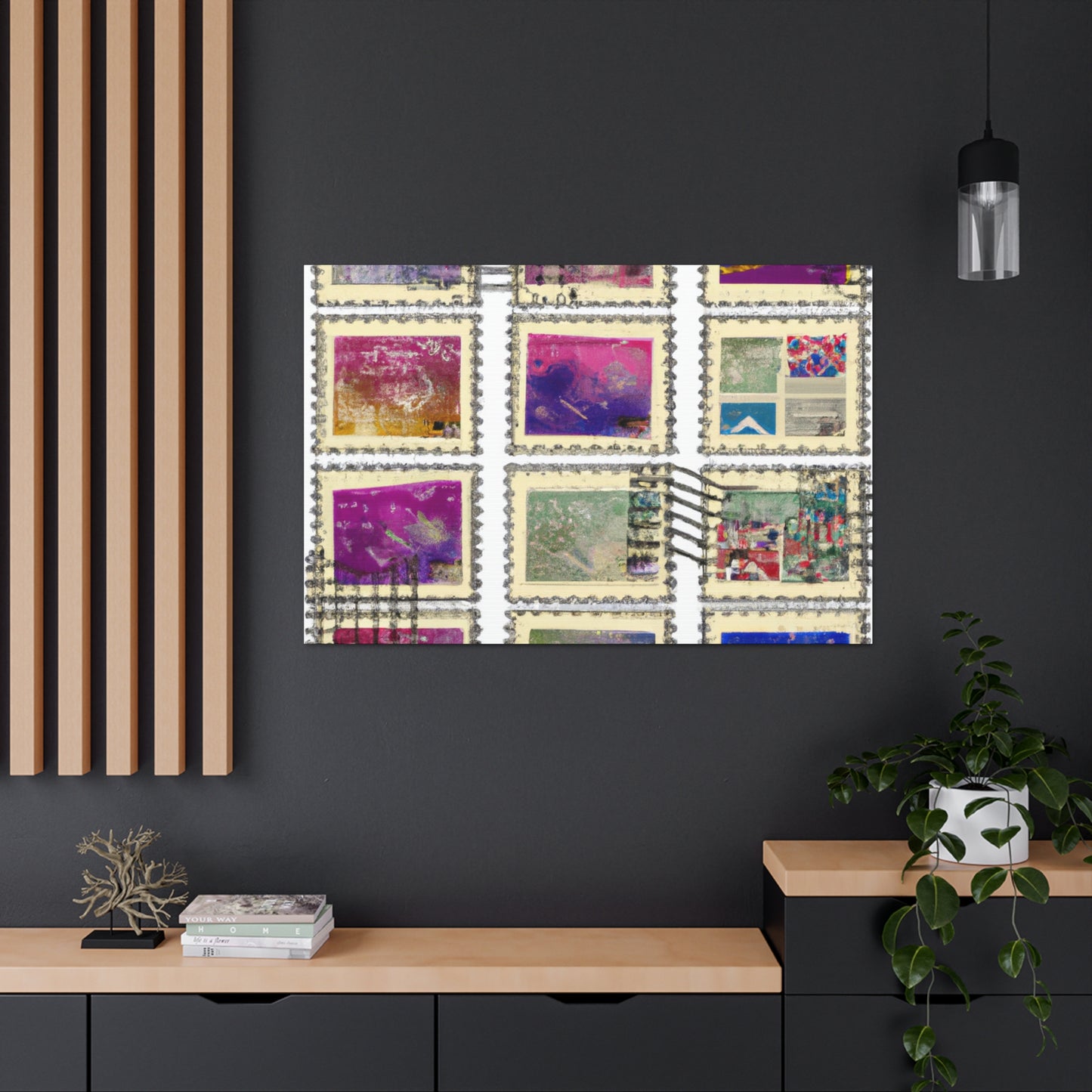 "Around the Globe Stamps" - Postage Stamp Collector Canvas Wall Art