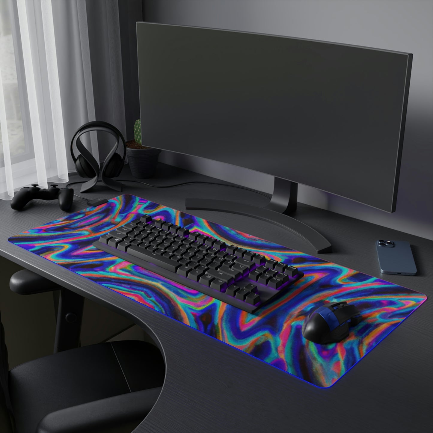 Quazzy McRocketman - Psychedelic Trippy LED Light Up Gaming Mouse Pad