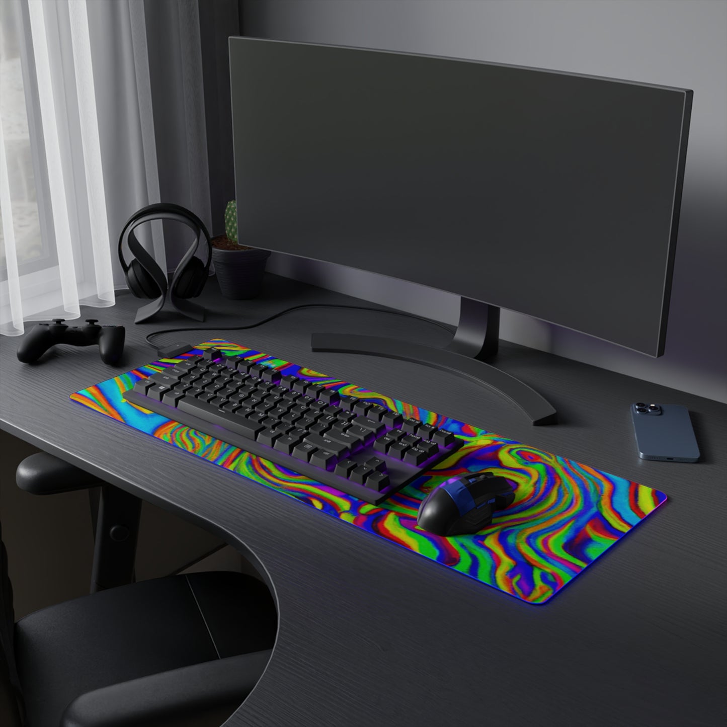 Rocky Rockmoner - Psychedelic Trippy LED Light Up Gaming Mouse Pad