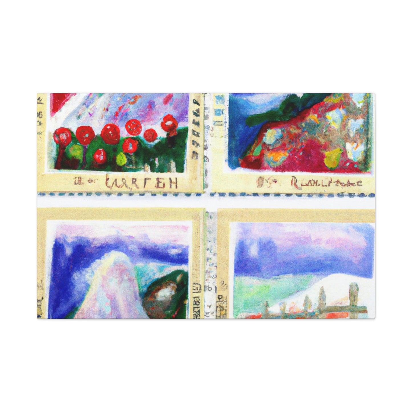 International Icons Commemorative Stamps - Postage Stamp Collector Canvas Wall Art