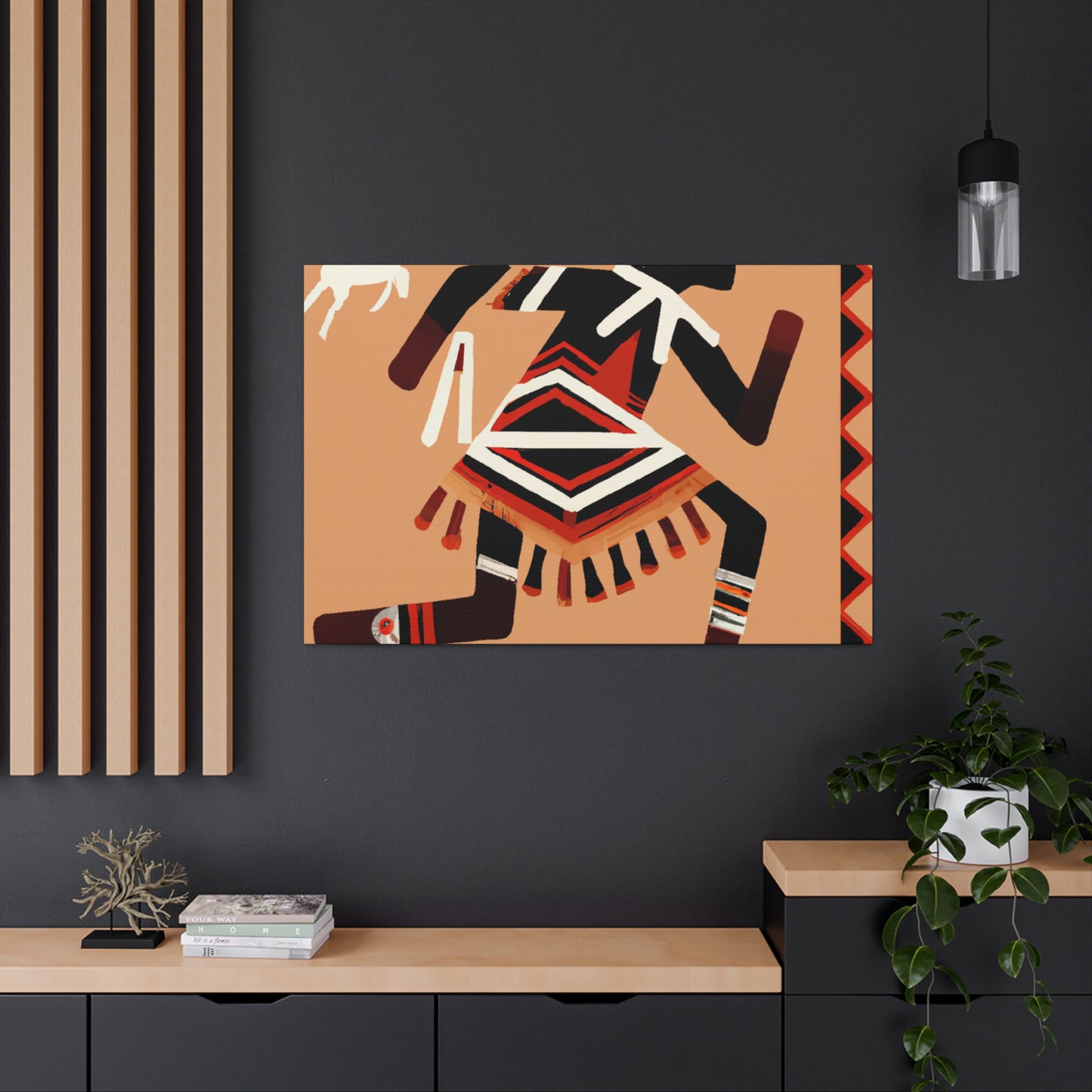 Minko Red Feather - Native American Indian Canvas Wall Art