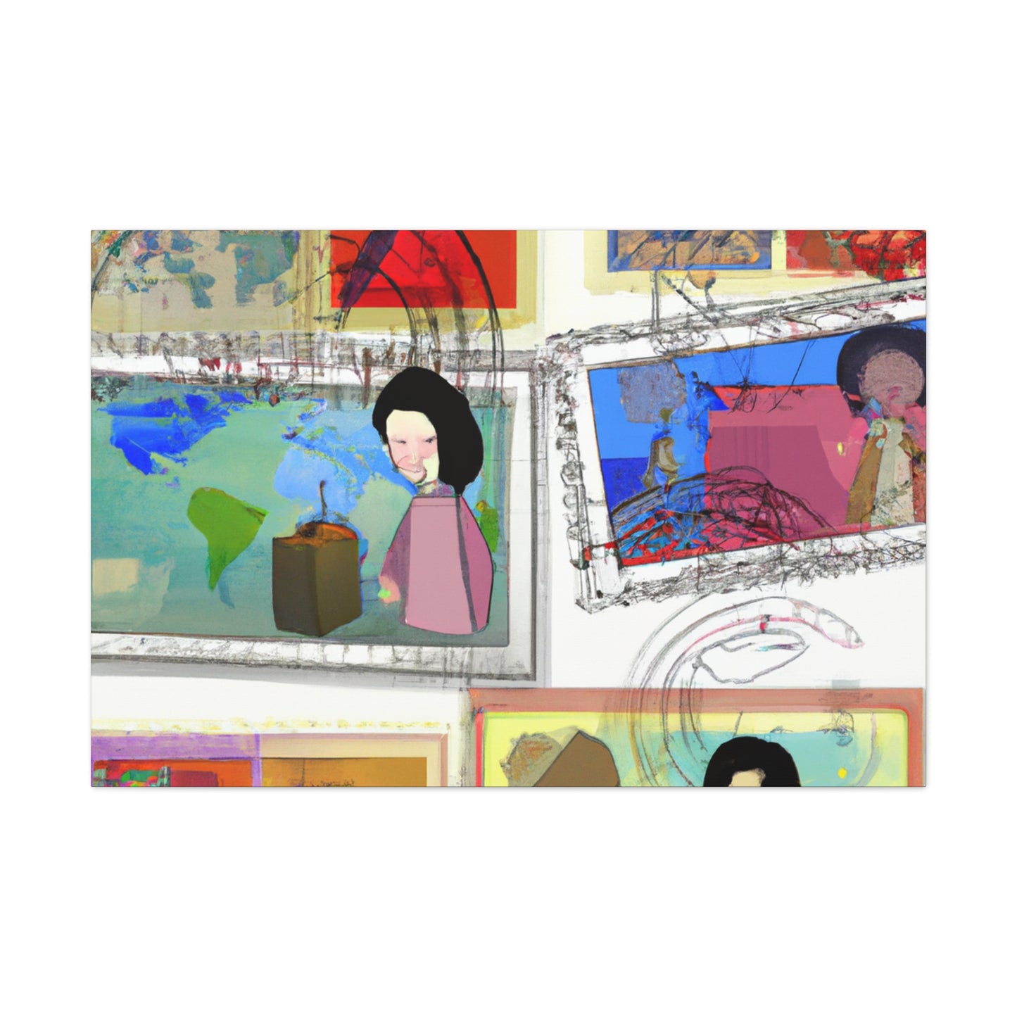 Celebrating Global Cultures: A Journey Through Stamps - Postage Stamp Collector Canvas Wall Art