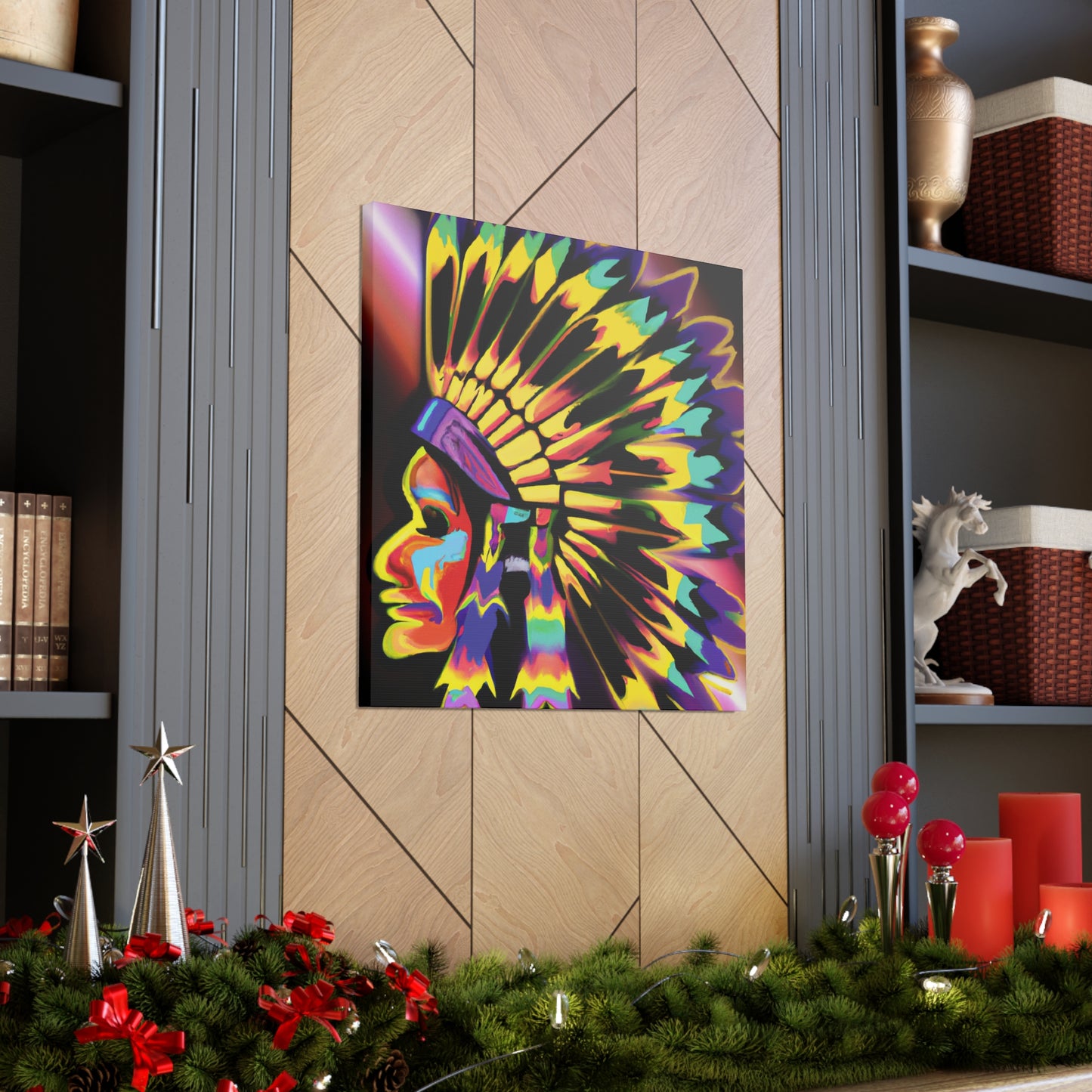 Big Chief Running Deer. - Native American Indian Canvas Wall Art