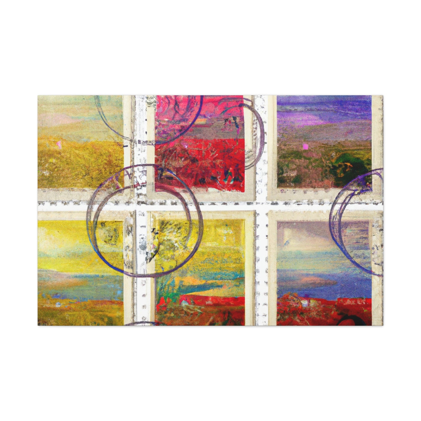 "Cultural Vistas" - Postage Stamp Collector Canvas Wall Art