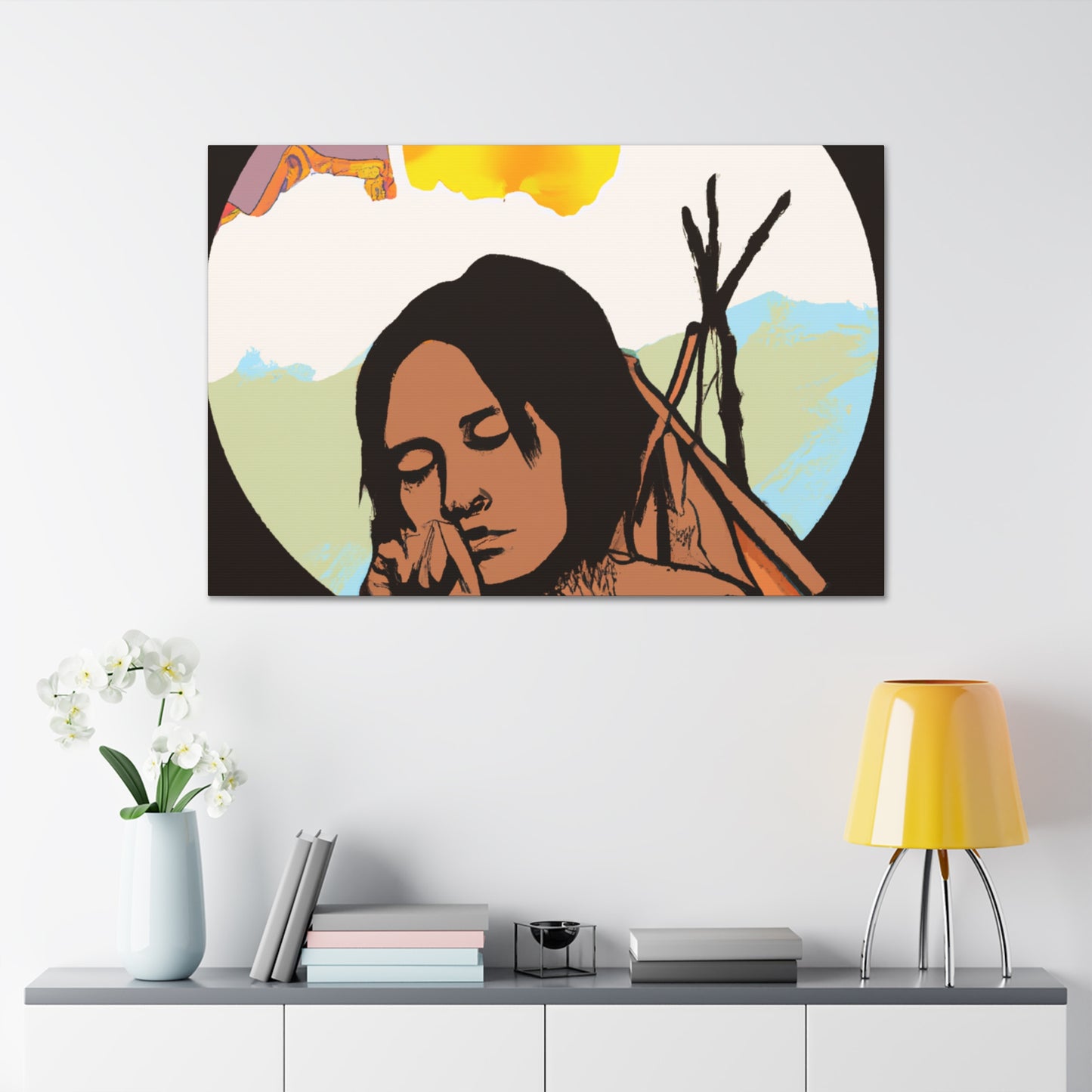 Red Rain Wolf - Native American Indian Canvas Wall Art