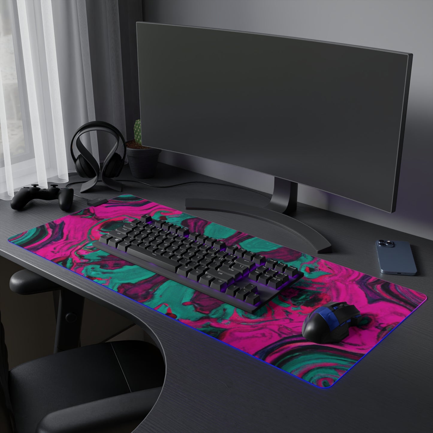 Bopper Buzzsaw - Psychedelic Trippy LED Light Up Gaming Mouse Pad