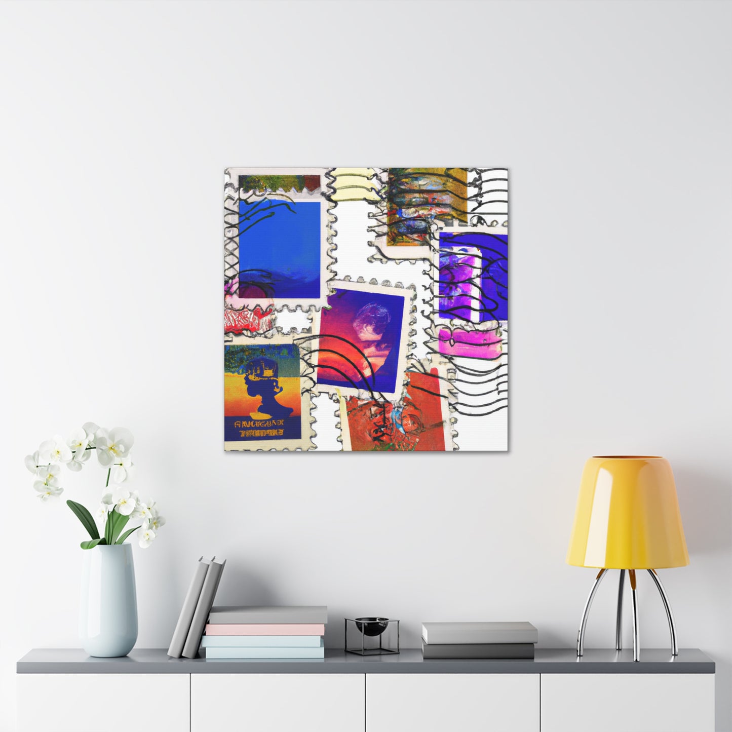 Global Landmarks Stamp Collection - Postage Stamp Collector Canvas Wall Art