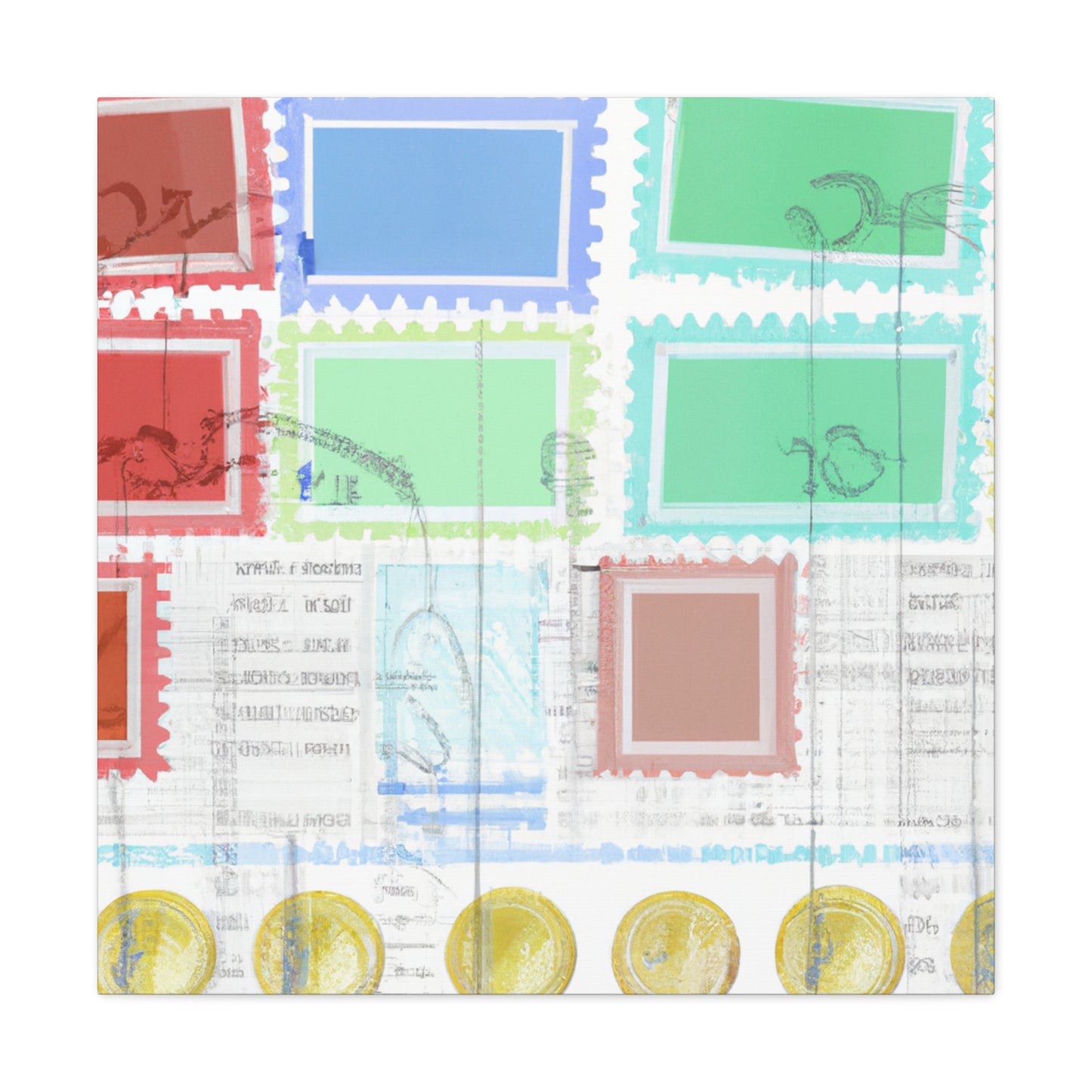 Global Journey Stamps - Postage Stamp Collector Canvas Wall Art