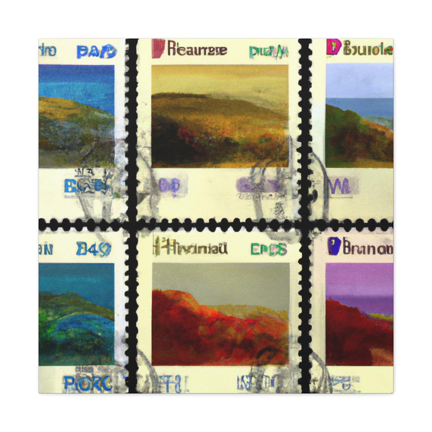 World Tour stamps - Postage Stamp Collector Canvas Wall Art