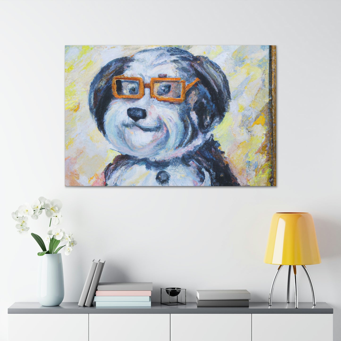Puddles Purrkles - Dog Lovers Canvas Wall Art