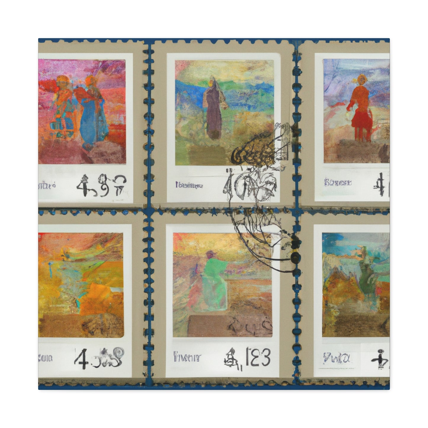 Global Stamp Collection - Postage Stamp Collector Canvas Wall Art