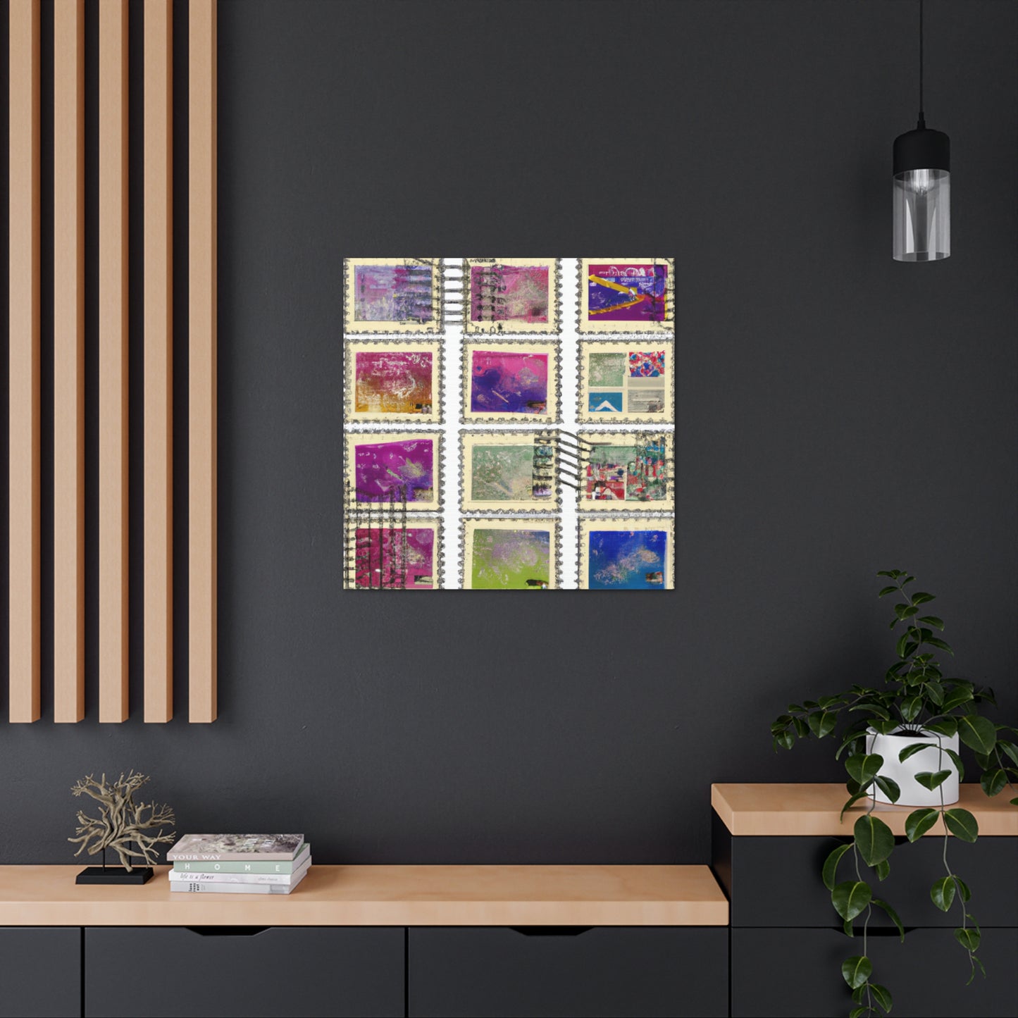 "Around the Globe Stamps" - Postage Stamp Collector Canvas Wall Art