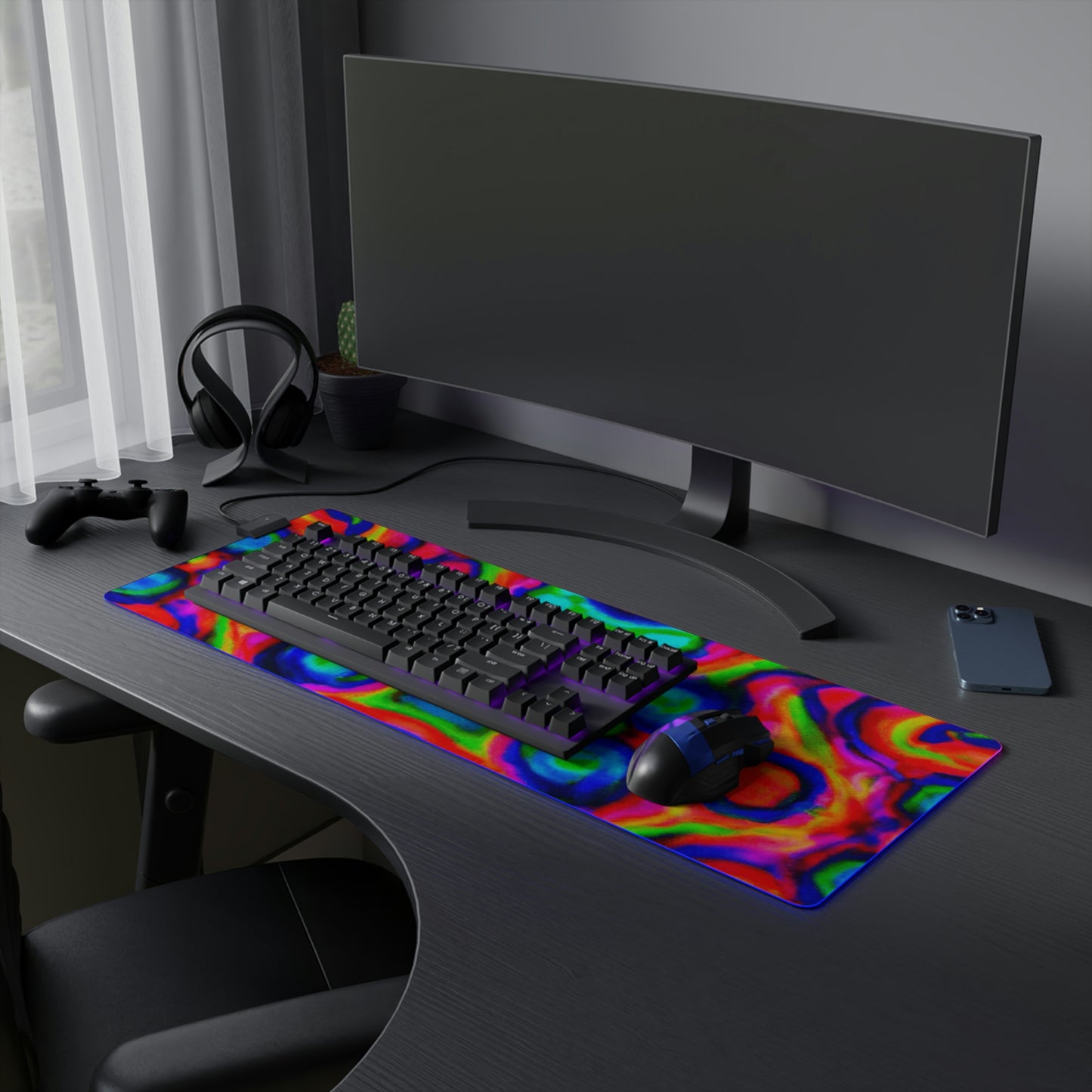Fritz Saturn - Psychedelic Trippy LED Light Up Gaming Mouse Pad