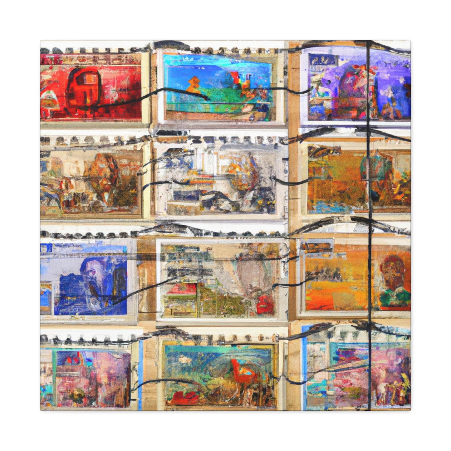 Global Connections stamp series - Postage Stamp Collector Canvas Wall Art